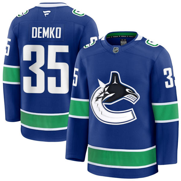 Men's Vancouver Canucks #35 Thatcher Demko Fanatics Home Blue Player Jersey Men's Vancouver Canucks #35 Thatcher Demko Fanatics Home Blue Player Jersey